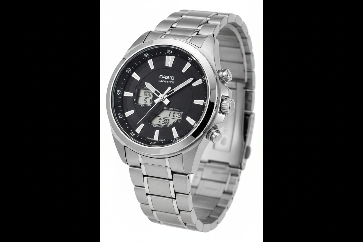 CASIO ANALOGUE DIGITAL MENS STAINLESS STEEL